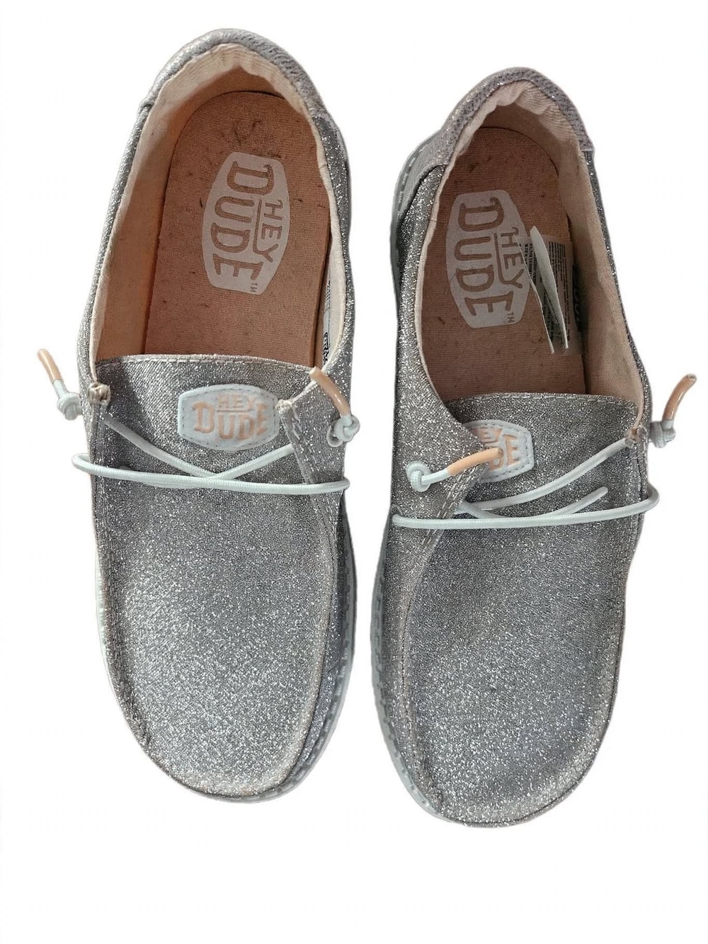 Hey Dude Women's Silver Glitter Slip-On Loafers